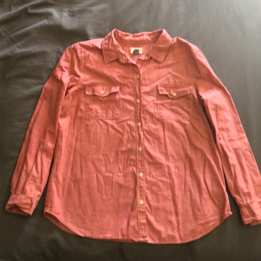 Button down denim pink blouse